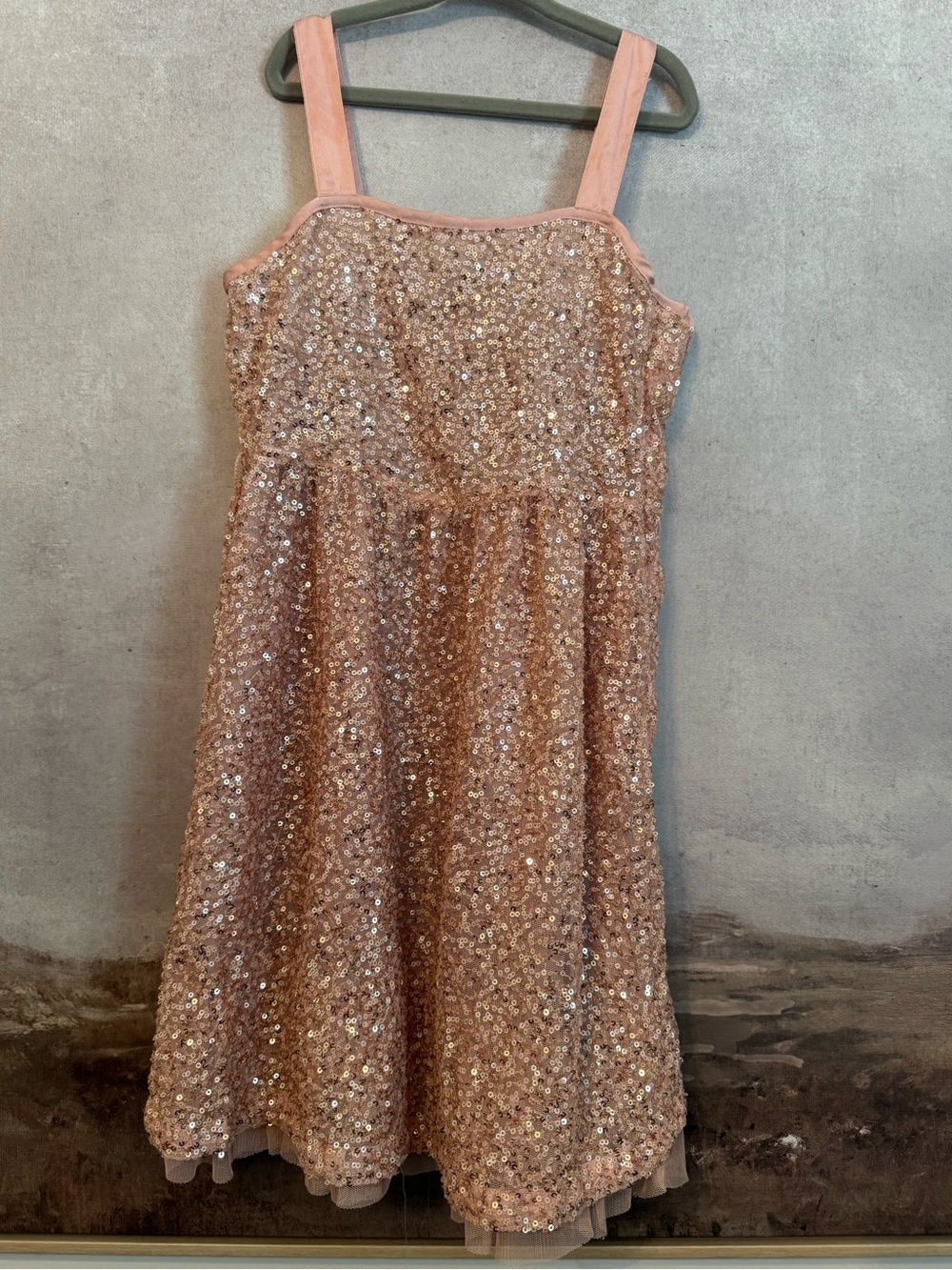 Girls Rose Gold Sequin Party Dress / Size M( 8)